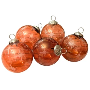 Vintage KUGEL Estilo Grabado Copos de Nieve Bola de Cristal Adornos de Navidad Rosa - Imagen 1 de 9