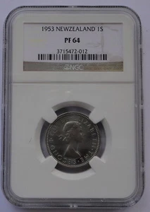 NEW ZEALAND COIN 1 SHILLING 1953  NGC PF64  GEM PROOF - Picture 1 of 2