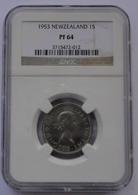 NEW ZEALAND COIN 1 SHILLING 1953  NGC PF64  GEM PROOF - Image 1 of 2