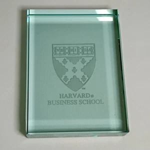Harvard Business School Solid Clear Glass Paperweight 4" x 3" Read Description - Picture 1 of 12
