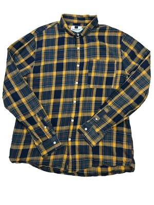Topman Men Size XL Plaid Flannel Slim Fit Long Sleeve Casual Shirt Yellow - Image 1 of 4