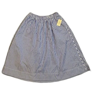 NWT Vertical Striped Knee Length Blue and White Skirt with Pockets Size Large - Picture 1 of 4