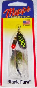 Mepps Black Fury Dressed Inline Spinner, Chartreuse Dot, 1/6 oz., Size 2 - Picture 1 of 1