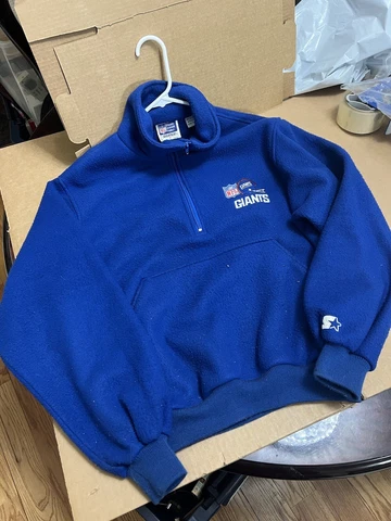 Vtg Starter Blue New York Giants Sweater Adult SZ M, Mens Long Sleeve NFL Zipper Cover