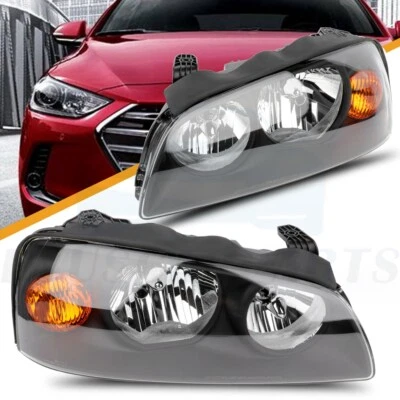 Fits 2004-2006 Hyundai Elantra 2.0L Black Front Corner Headlights Assembly - Image 1 of 4