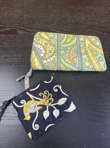 Vera Bradley Geldbörse mit umlaufendem Reißverschluss in Zitronenparfait mit gelbem Vogel Kleingeldbörse - Bild 1 von 13