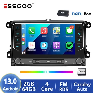 DAB+ Autoradio Carplay Android 13 GPS Per VW GOLF 5 6 PASSAT TIGUAN TOURAN Jetta - Foto 1 di 17