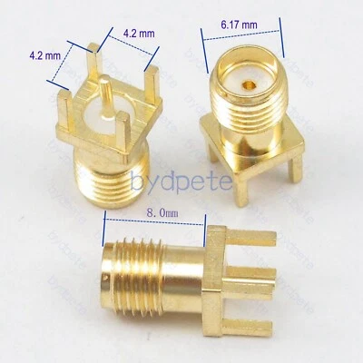 SMA female jack Square Panel Mount PCB Solder Connetor Adapter 50 ohm 50ohm Coax - Image 1 of 4