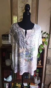 Lane Bryant White Multicolor Graphic Studded T Shirt Women's 22/24 - Picture 1 of 10