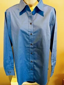 Neu ohne Etikett Harriton Shirt Bluse Top Damen Größe Large blau Langarm Twill zuknöpfen - Bild 1 von 11