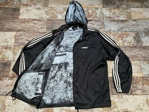 Vintage! ADIDAS Giacca Uomo Nera con Cappuccio e Zip Tre Righe Taglia L - Foto 1 di 9