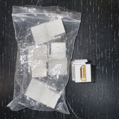 5pcs HDMI Keystone Insert Jack Female to Female Adapter Coupler White - Image 1 of 2