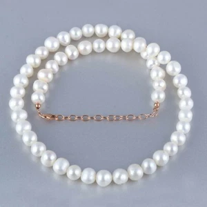 Naturale 8mm Perla D'Acqua Dolce Perline Rotonde 18 " Catena Da Collana Combo Di - Foto 1 di 8