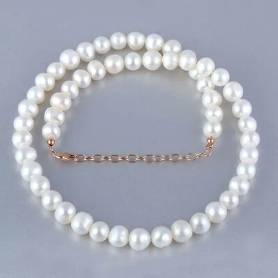 Naturale 8mm Perla D'Acqua Dolce Perline Rotonde 18 " Catena Da Collana Combo Di - Immagine 1 di 4