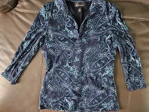 international concept INC blue 3/4 sleeves women's top size L - Picture 1 of 6