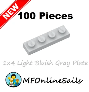 **NEW** 100x Genuine LEGO 1x4 Light Bluish Gray PLATES - Part # 3710 small bulk - Picture 1 of 4