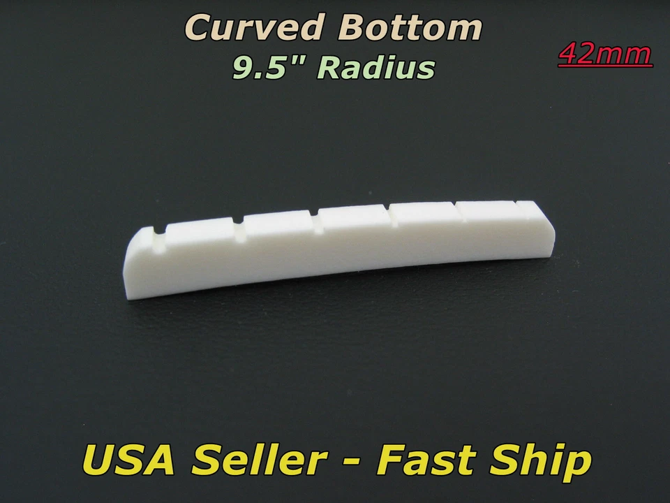 Curved 9.5"R 42mm Bone Nut For USA Fender Stratocaster Telecaster MIM Strat Tele - Image 1 of 1