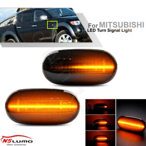 Smoked LED Dynamic Fender Turn Signal Light For Mitsubishi Triton Pajero Montero