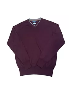 Peter Millar Herren Medium Wolle/Seide V-Ausschnitt Pullover Feinstrick Burgund weinrot - Bild 1 von 9