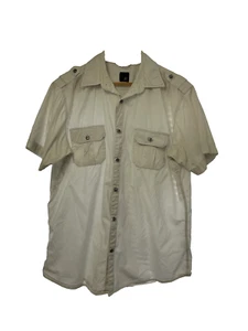 Mens Beige JF Ferrar Short Sleeve Button Down Shirt - Large - Picture 1 of 13