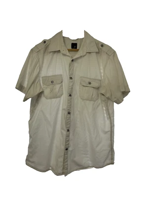 Mens Beige JF Ferrar Short Sleeve Button Down Shirt - Large - Image 1 of 4