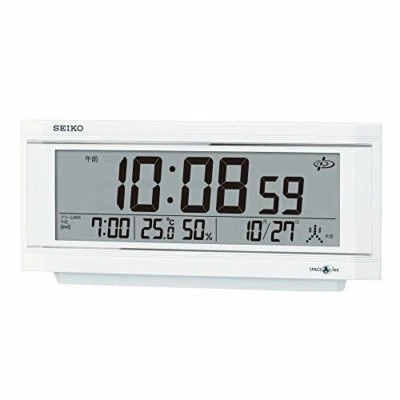 SEIKO Clock Satellite Radio Digital Calendar Temperature Humidity GP501W NEW - Image 1 of 3