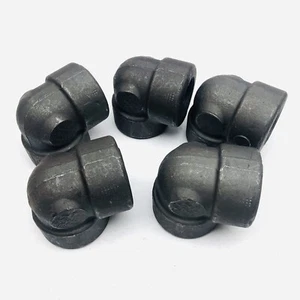 LOT OF 5 UNBRADED B16 1 3M A/SA105 PIPE FITTING ELBOW BLACK FORGED STEEL - Picture 1 of 4