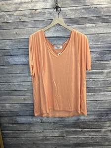 NEW! Double Zero V Neck Loose Fit Oversized Orange Tee Size Mystical Medium - Picture 1 of 5