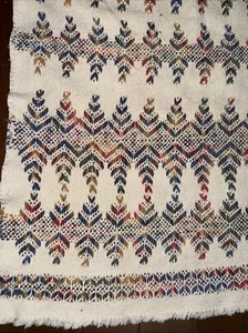 Coperta vintage fatta a mano tessuto svedese multicolore afgana 47x61” arcobaleno - Foto 1 di 4