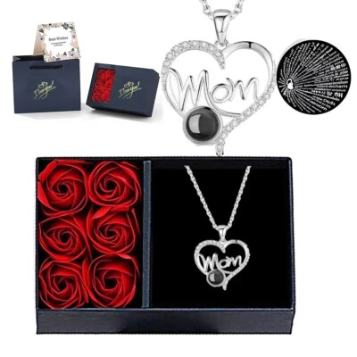 Love Necklace and Rose Gift Box, 100 Languages I Love You Necklace, Exquisite  - Image 1 of 4