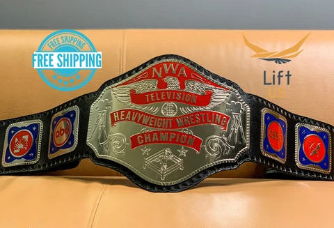 New NWA Television Heavyweight Wrestling Championship Belt Replica BLACK Adult Cover