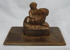 Vintage Paperweight Boy With Dog Cast Iron Beautiful Art Nouveau  (O)