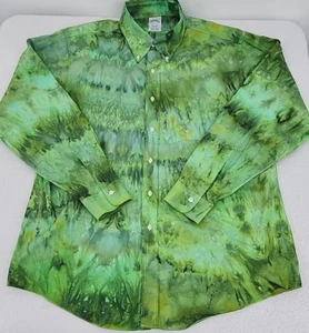 Brooks Brother's Mens Regent 17 1/2 - 36 Button Up Procion Ice Tie Dyed Upcycled - Picture 1 of 23