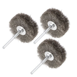 80mm Wire Wheel Brush Bench Stainless Steel Crimped Wire w 1/4-Inch Shank 3 Pcs