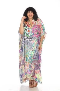 Johnny Was Loci Patchwork Swim Cover-Up Kaftan Dress Plus Size CSW7322ANX - Picture 1 of 8