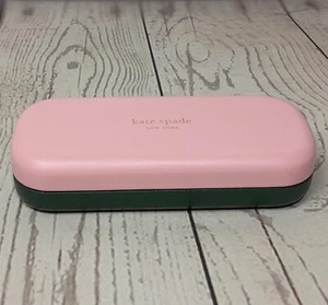 Kate Spade New York Eyeglass Sunglass Hard Case Pink Green With Cloth - Picture 1 of 11