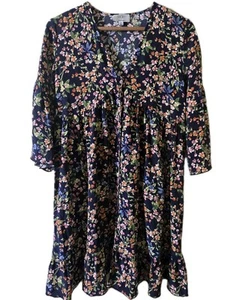Jade Johnny Was Silk Mini Floral Ruffle Button Above The Knee Dress Size XS - Picture 1 of 4