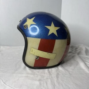 Casco de motocicleta vintage Capitán América estrellas y rayas Easy Rider años 70 - Imagen 1 de 6