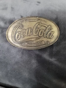 Vintage 1970's "Coca Cola at Fountains 5 Cents Soda" Belt Buckle - Picture 1 of 2