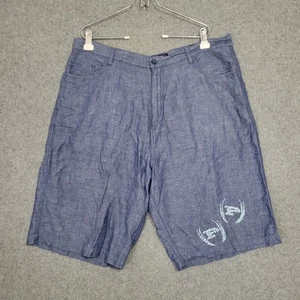Pantaloncini vintage Phat Farm uomo 3XL blu chambray lino larghi hip hop Y2K streetwear - Foto 1 di 19