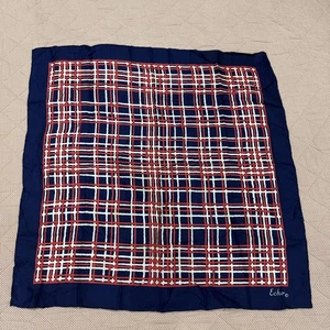Vintage echo Silk Scarf Red White And Blue Plaid - Picture 1 of 5