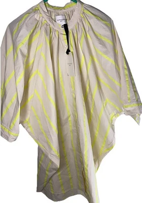 Vestido Camisa Pomander Place Mediano Huckberry Blanco Amarillo Rayas Túnica Nuevo Foto 1 de 4