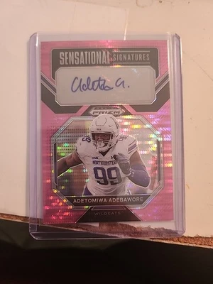 2023 Panini Prizm Draft Picks Neon Pink Pulsar Adetomiwa Adebawore /15 Auto - Image 1 of 4