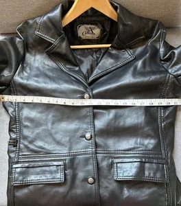 A Collezioni Men’s Black Faux / Vegan Leather Jacket Italy Made Coat XL Armani - Picture 1 of 8