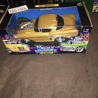 Muscle machine 1:18 scale 1958 Chevy Impala (gold) Funline 2003 New In Package - Image 1 of 4