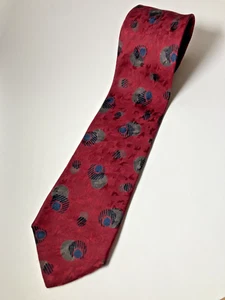Brioni Tie Vintage Red Silk Geometric Pattern Santo Stefano Polo Label Italy - Picture 1 of 7