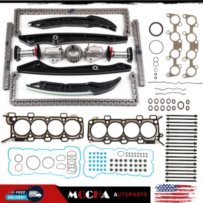 Juego de juntas de culata kits de cadena de distribución de pernos para Ford F-150 Mustang 11-14 5,0 L V8 DOHC Foto 1 de 4
