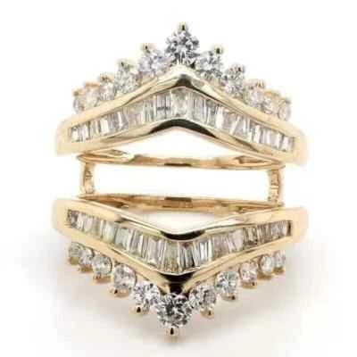 3Ct Round Cut Lab-Created Diamond Enhancer Wrap Guard Ring 14k Yellow Gold Over - Image 1 of 4