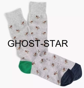 JCREW socks gingerbread man grey green navy blue cute holiday Christmas novelty - Picture 1 of 6