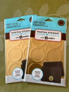 Mailing seals 18 labels, about 1 inch, 2 sets.  embossed, brass/ gold - Picture 1 of 3